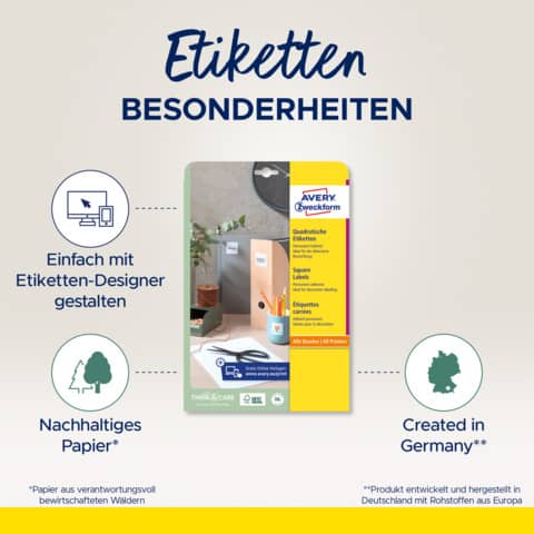 Etichette adesive Avery in carta bianca coprente per stampa QR code 20 et/foglio 45x45 mm -conf. 25 fogli L7121-25